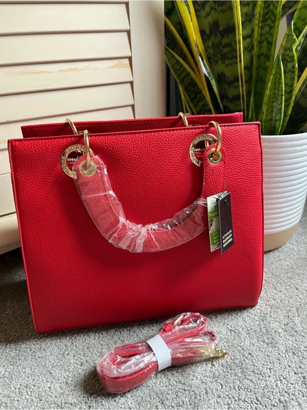 NWT Badgley Mischka Vegan Leather Big Logo Tote Bag